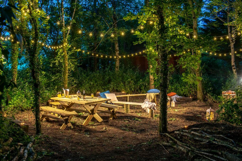 Outdoor BBQ and Picnic Area in the woods at Otter Falls